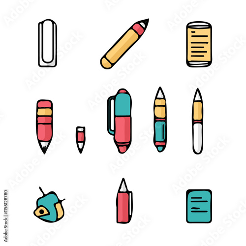 Colorful Icons Set of Writing – Vibrant and Creative Writing Icons, Modern Vector Art for Design Projects