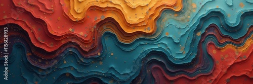 Vibrant abstract layers in shades of red, orange, and blue create a dynamic texture, perfect for modern design projects, wallpapers, and artistic presentations.