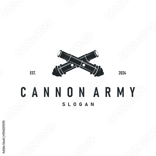 simple military cannon logo design army weapon template illustration symbol