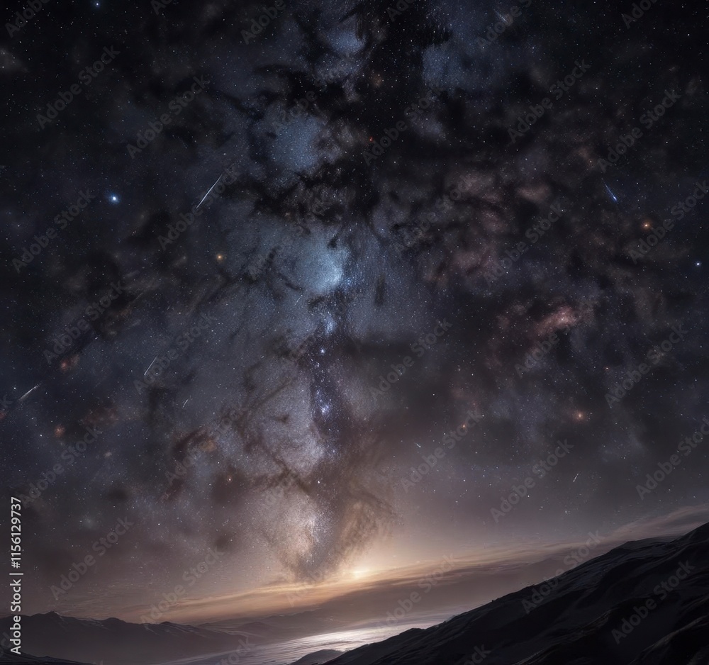 Fototapeta premium Celestial night sky with numerous stars and galaxies , starfield, cosmos