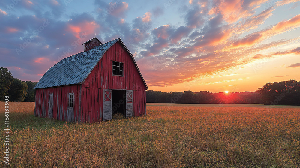 red barn in field red barn in field