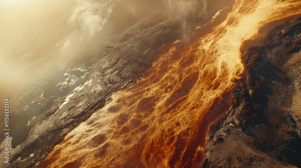 Naklejka premium Aerial View of Dying Crops Under Harsh Sunlight