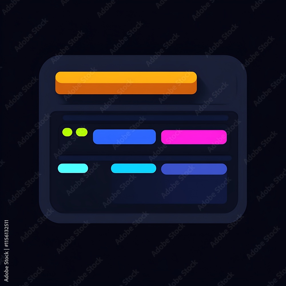 Colorful Neon Interface Design Elements Displayed Colorful Neon Interface Design Elements Displayed