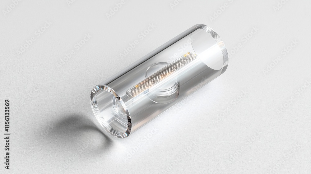 Transparent cylindrical object showcasing intricate detailing and unique craftsmanship on a clean surface Transparent cylindrical object showcasing intricate detailing and unique craftsmanship on a clean surface