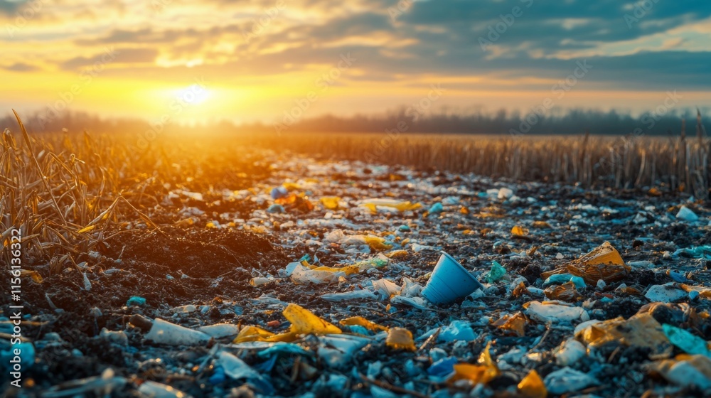 Soil Contamination in Agricultural Fields at Sunrise Soil Contamination in Agricultural Fields at Sunrise