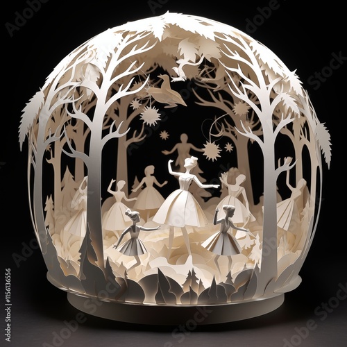 Paper cut natural forest