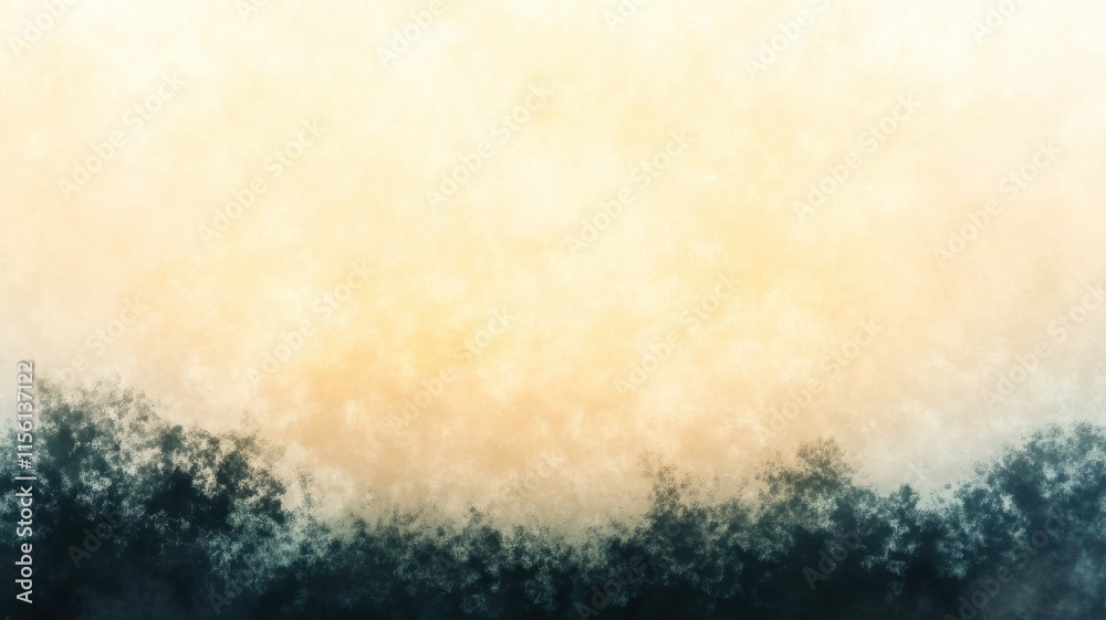 Obraz premium Texture Light Leak Overlay Concept. Soft gradient landscape with dark silhouettes of trees at the bottom.
