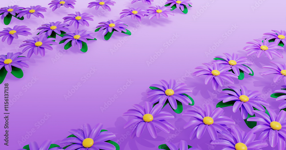 Daisy Background 3D Cartoon Render Daisy Background 3D Cartoon Render