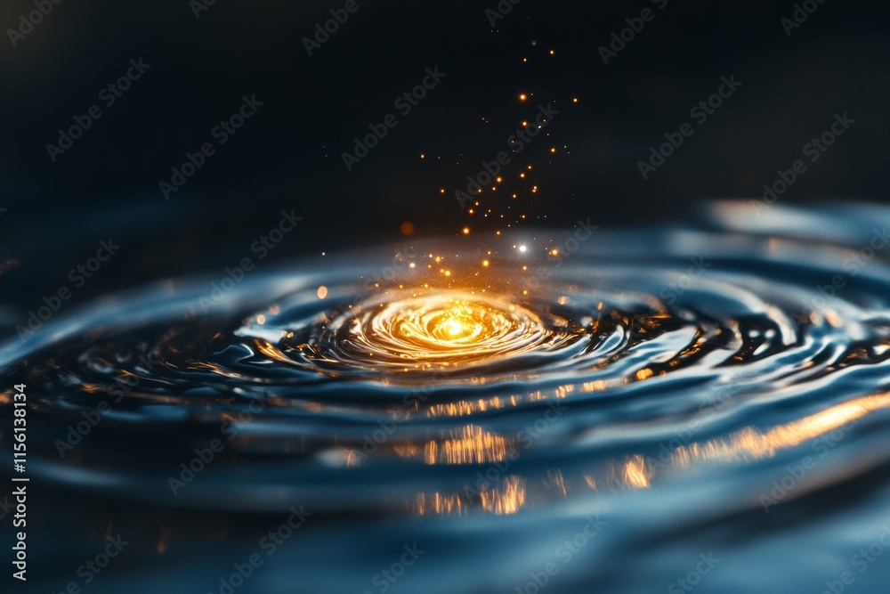 A swirling galaxy reflected in a single droplet of water. Generative AI A swirling galaxy reflected in a single droplet of water. Generative AI