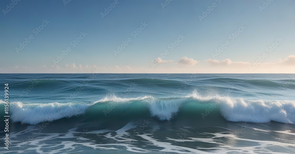 Calming ocean waves on a serene blue background , serenity, natural Calming ocean waves on a serene blue background , serenity, natural