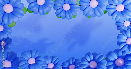 Flower Background 3D Cartoon Render