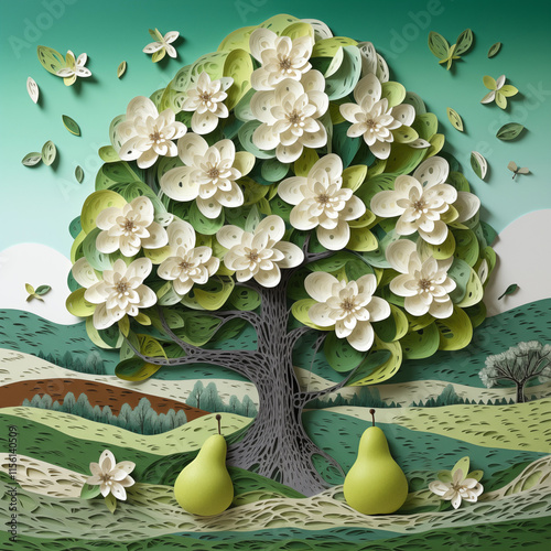 Paper cut natural forest