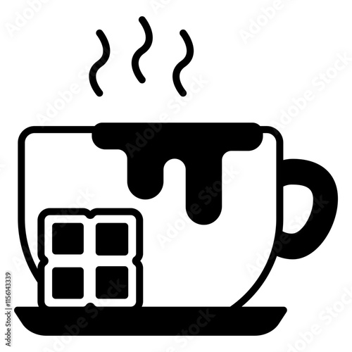 Illustration of Hot Chocolate Solid Icon Design