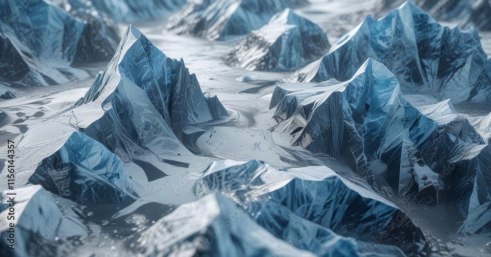 Glacial ice surface with intricate blue patterns and geometric shapes, crystal clear, glacial formation Glacial ice surface with intricate blue patterns and geometric shapes, crystal clear, glacial formation