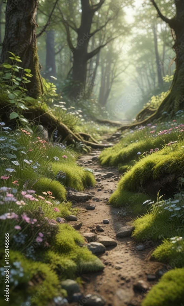 mossy forest floor with tangled vines and wildflowers, nature, grunge mossy forest floor with tangled vines and wildflowers, nature, grunge
