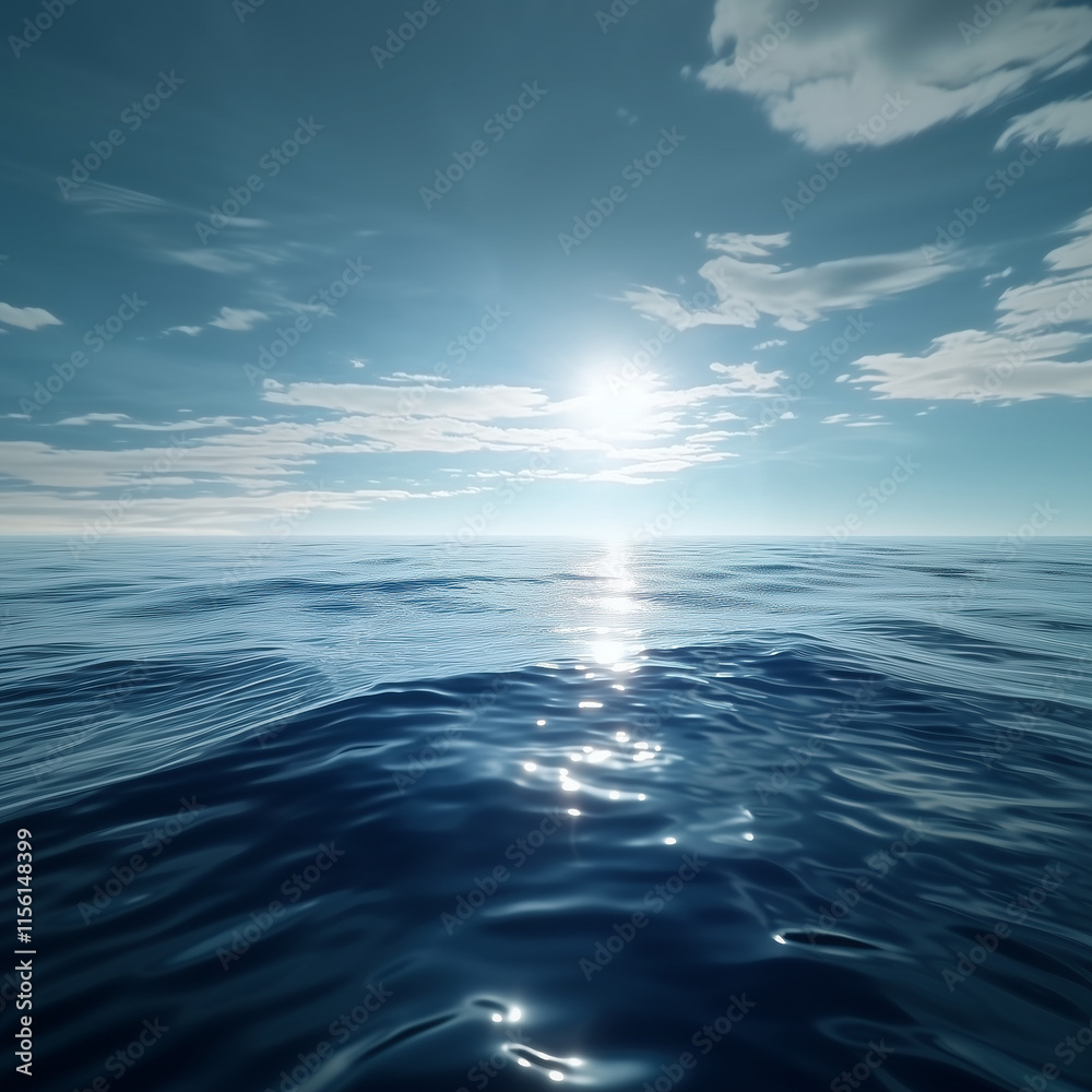 Obraz premium Calm water ripples with soft sunlight reflections, minimalism, peaceful atmosphere, blue tones.