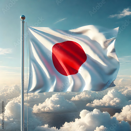 Flag of Japan waving in the wind
