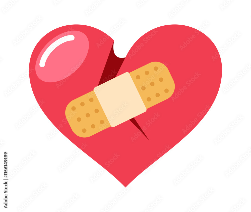 Heart with plaster patch vector illustration Heart with plaster patch vector illustration