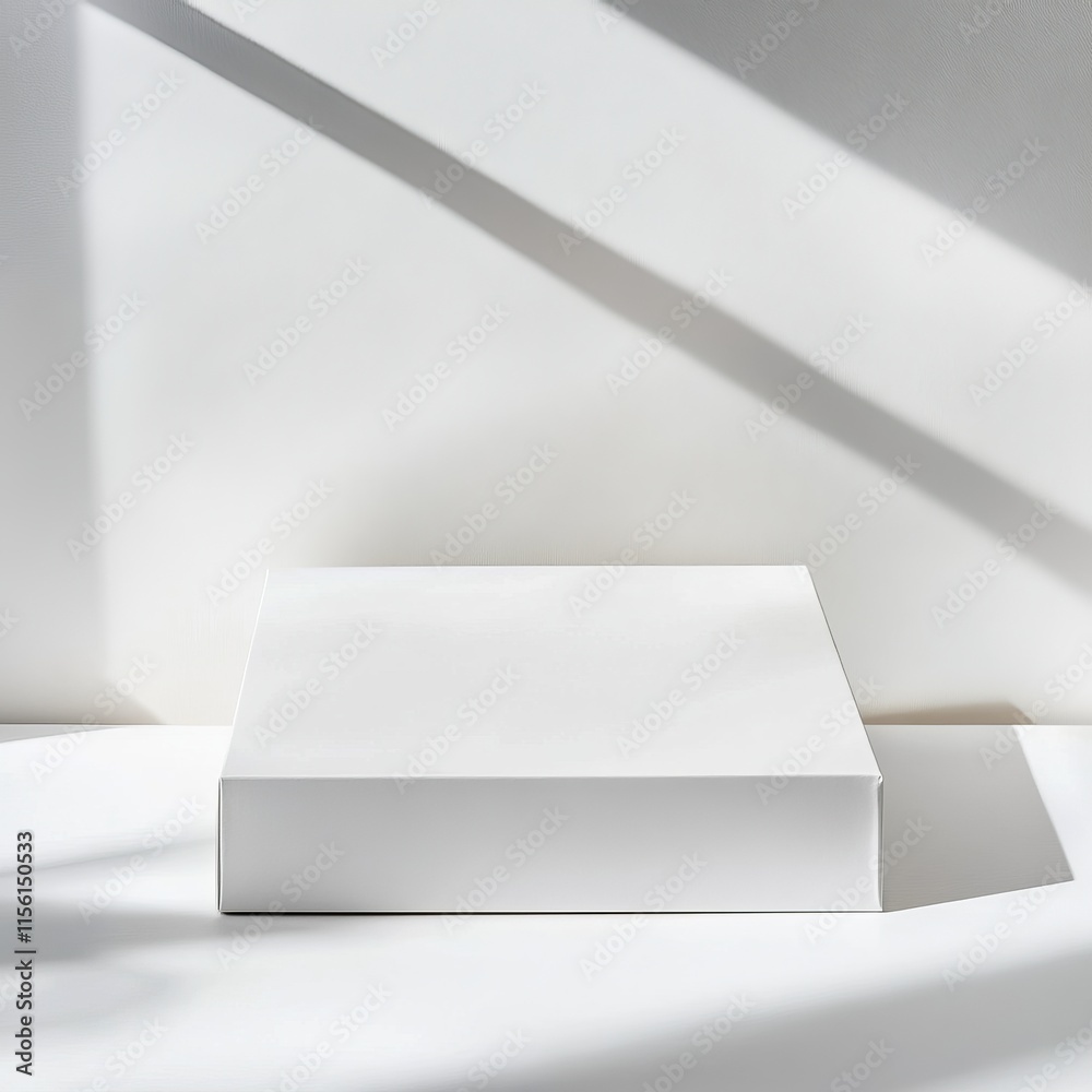 White box on white background with sunlight shadows. White box on white background with sunlight shadows.
