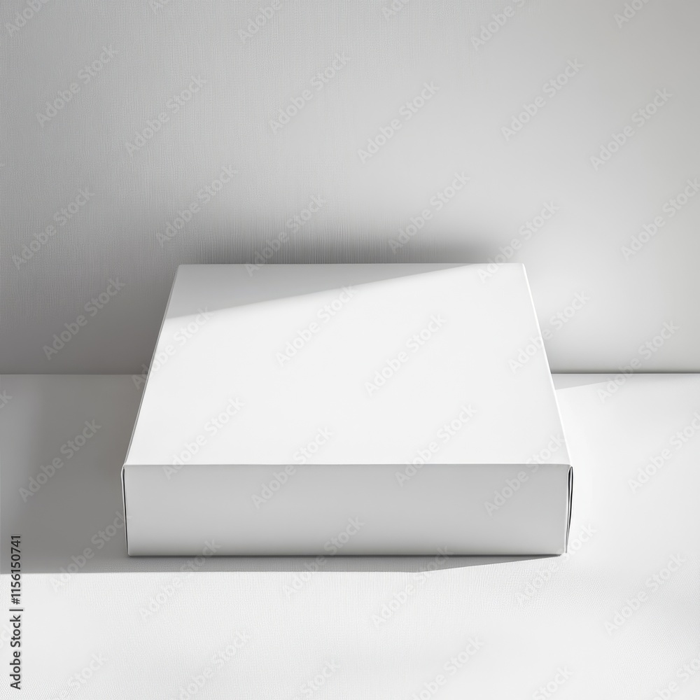 White square box on white background with sunlight shadow. White square box on white background with sunlight shadow.