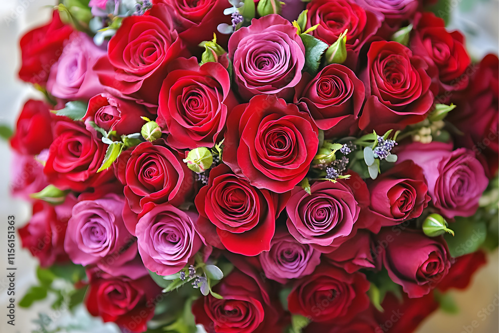 Obraz premium Colorful flower bouquet from red roses for use as background.