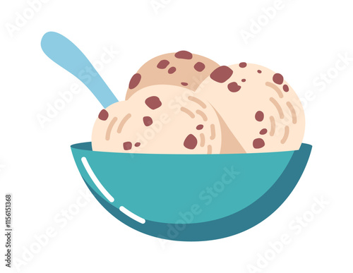 Ice-cream balls in bowl vector illustration