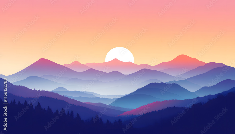 Serene Sunset Over Majestic Mountain Ranges Serene Sunset Over Majestic Mountain Ranges