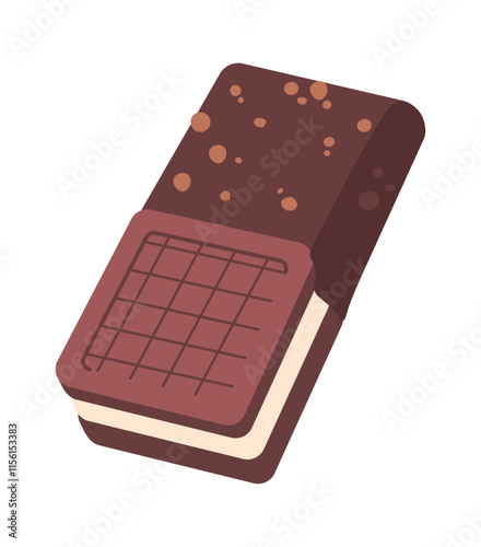 Ice-cream in chocolate glaze, waffle