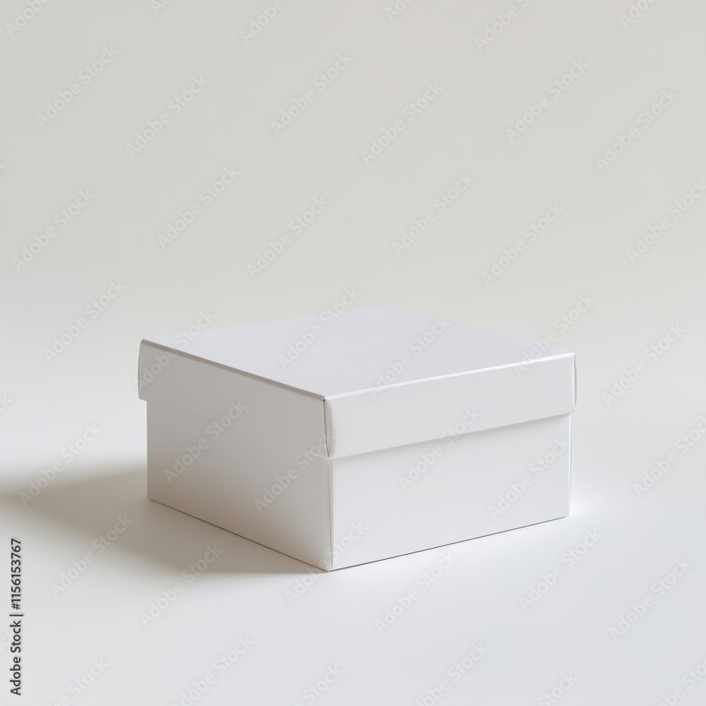 Small white square cardboard box on white background. Small white square cardboard box on white background.