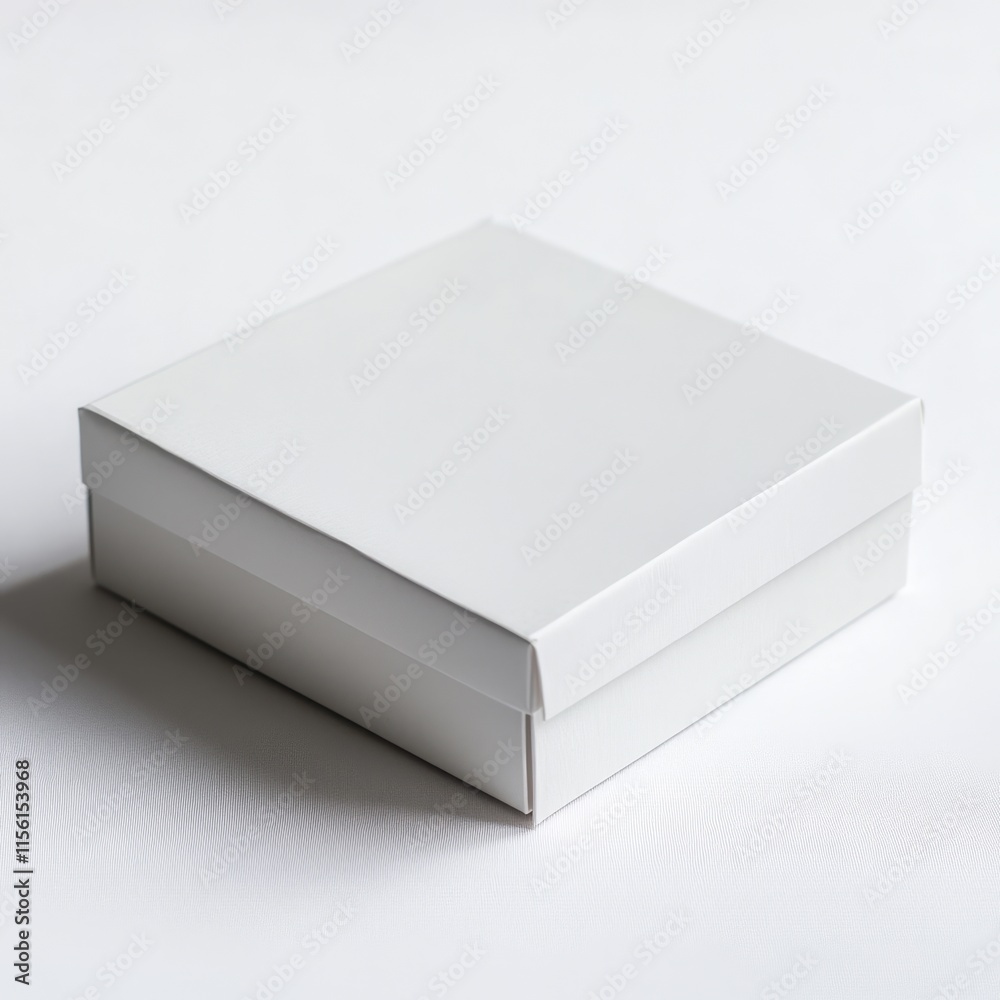Simple white square cardboard gift box on white background. Simple white square cardboard gift box on white background.