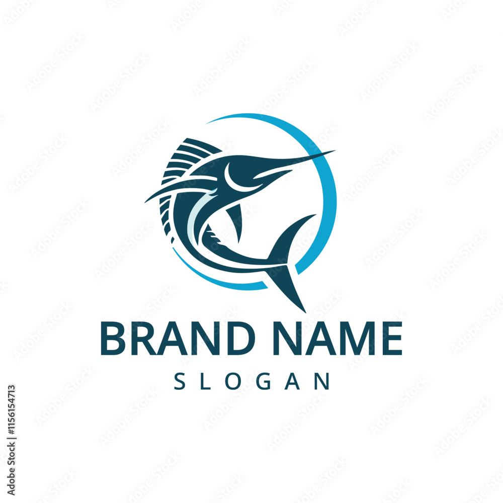 Marlin fish logo design template, fishing symbol Marlin fish logo design template, fishing symbol