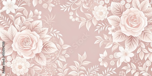 Elegant typography poster with a floral pattern in soft pink and white colors