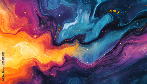 Wallpaper Mural Abstract Cosmic Fluid Painting Swirls Of Color Torontodigital.ca