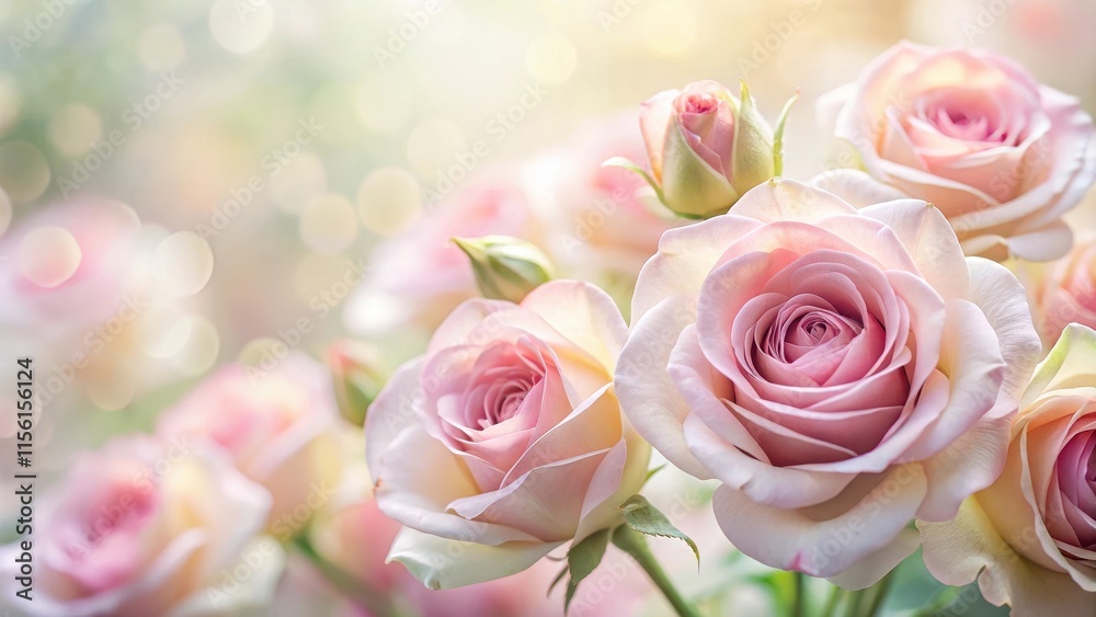Delicate light pink roses in soft focus with subtle blur effect on background Delicate light pink roses in soft focus with subtle blur effect on background
