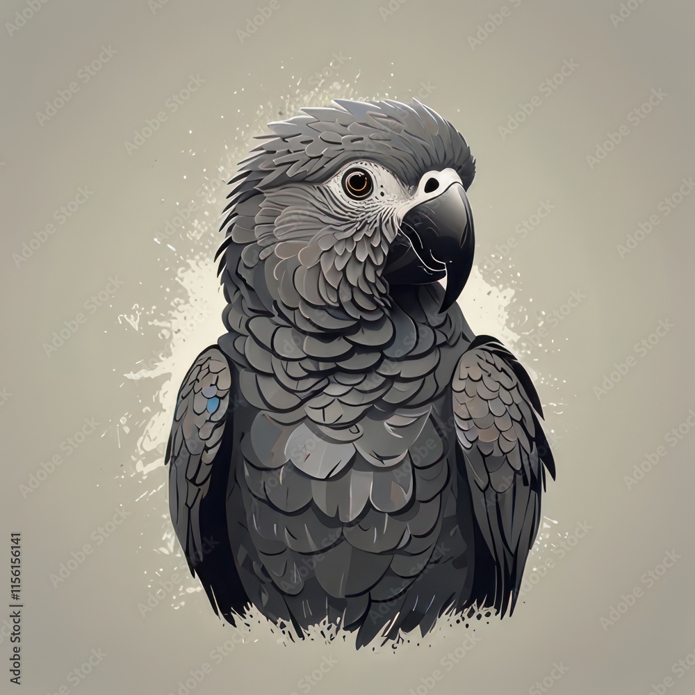 Obraz premium African Grey Parrot minimalist