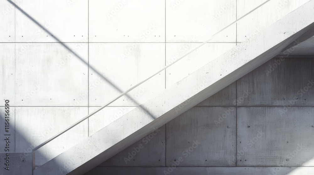 Fototapeta premium Modern concrete staircase bathed in sunlight, minimalist design.