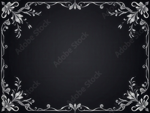 Luxurious silver leaves lace border with intricate detail on a shimmering background, border, silver, shimmering