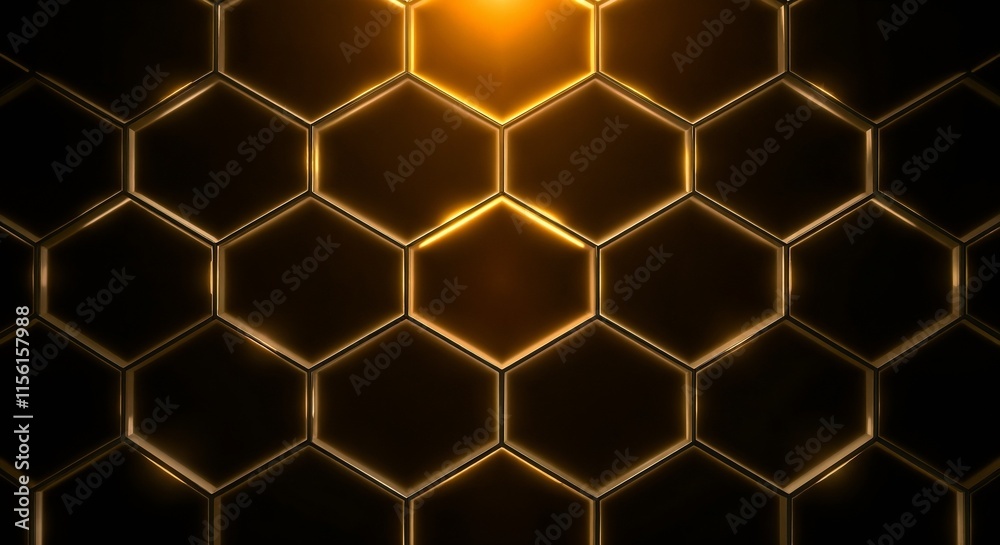 Abstract background hexagon pattern with glowing lights