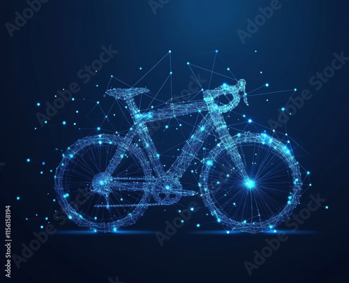 Futuristic bicycle silhouette against dark blue background  innovation in smart cycling design photo