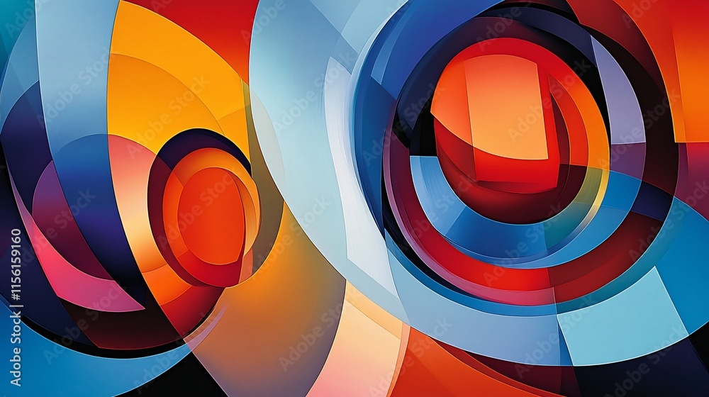 Obraz premium Abstract swirling vibrant color circles and shapes design.