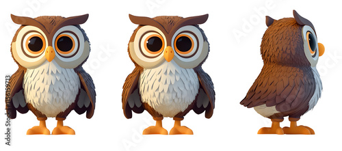 Wallpaper Mural Cute cartoon owl character in multiple angles for kids' illustration and educational materials Torontodigital.ca