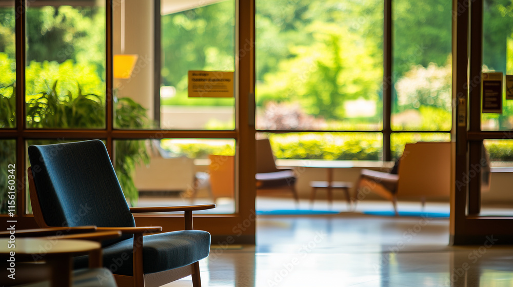 Fototapeta premium Campus counseling center entrance, a welcoming space for students seeking mental health support and guidance, fostering a nurturing environment for personal growth and well-being.