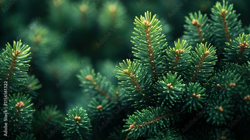 Lush Green Pine Tree Branches Close Up Lush Green Pine Tree Branches Close Up