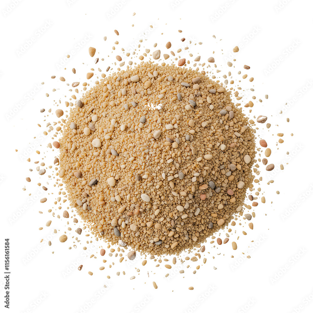 A pile of tan colored small pebbles and grains Isolated on Transparent Background