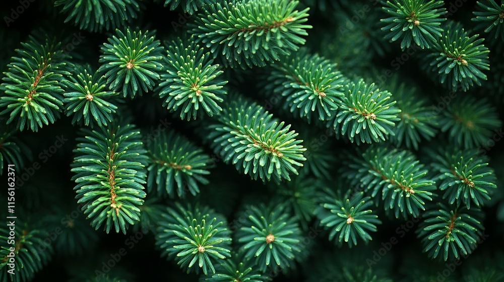 Lush Green Coniferous Tree Branches Close Up Lush Green Coniferous Tree Branches Close Up