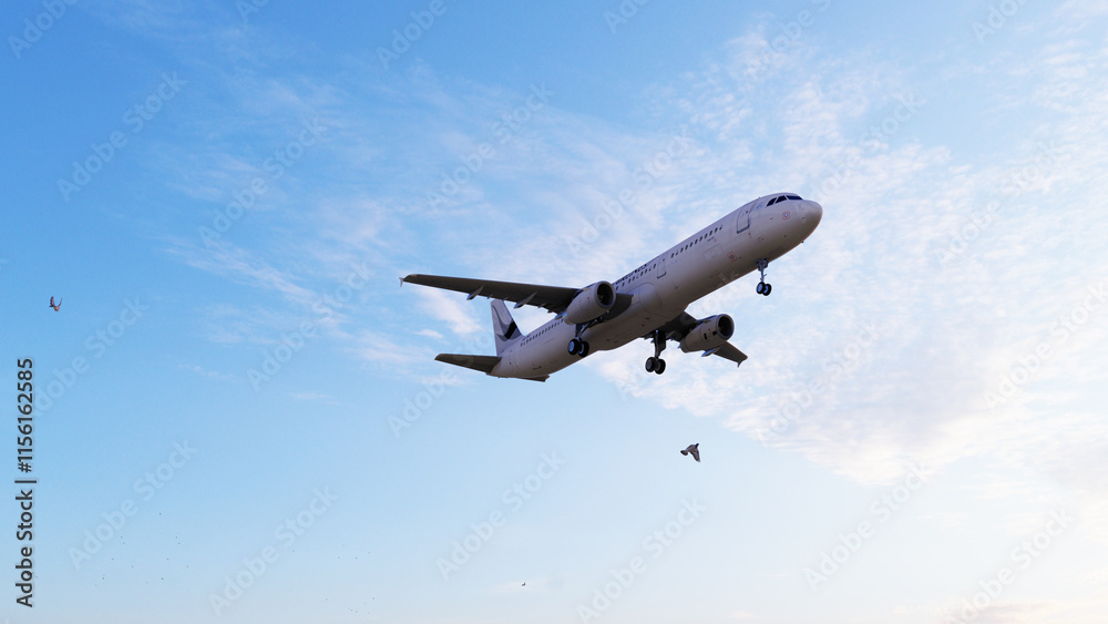 ULTRA HD. Airplane flies in blue sky. Travel, tourism. Airplane takes off against the background of blue sky. ULTRA HD. Airplane flies in blue sky. Travel, tourism. Airplane takes off against the background of blue sky.