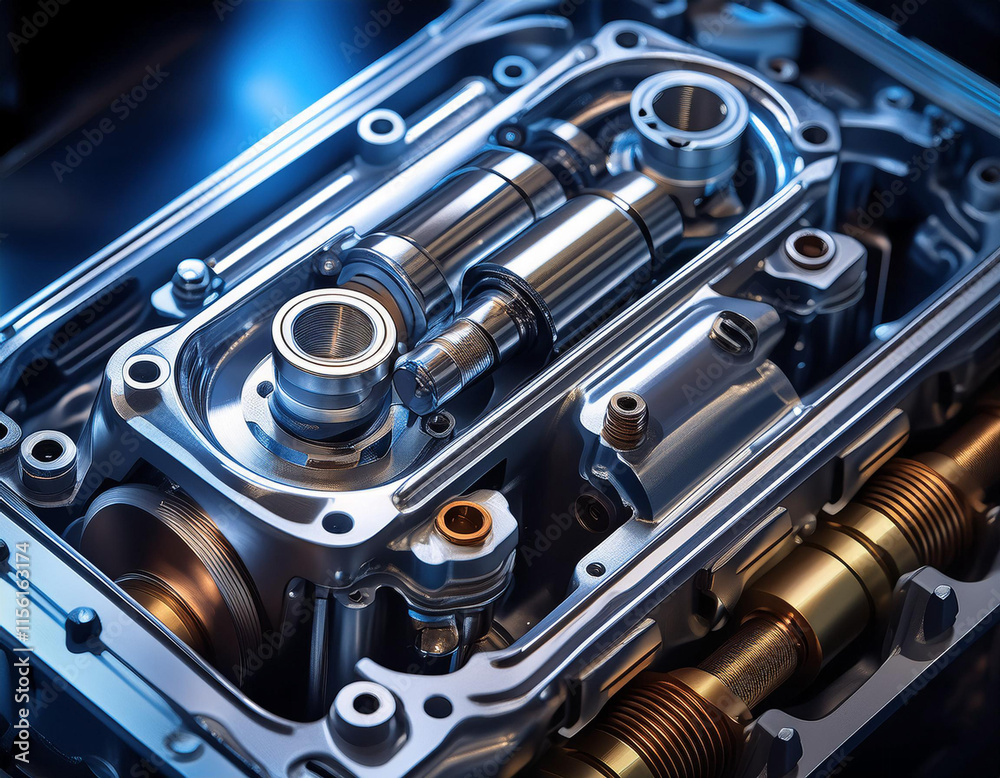 Close-Up of an Engine Component with Focus on Mechanical Details Close-Up of an Engine Component with Focus on Mechanical Details