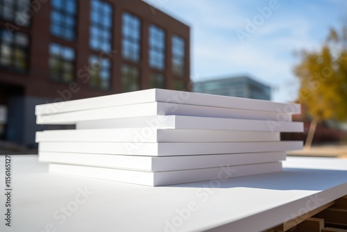 Close up of white foam board sheets highlighting quality and role in modern construction techniques photo