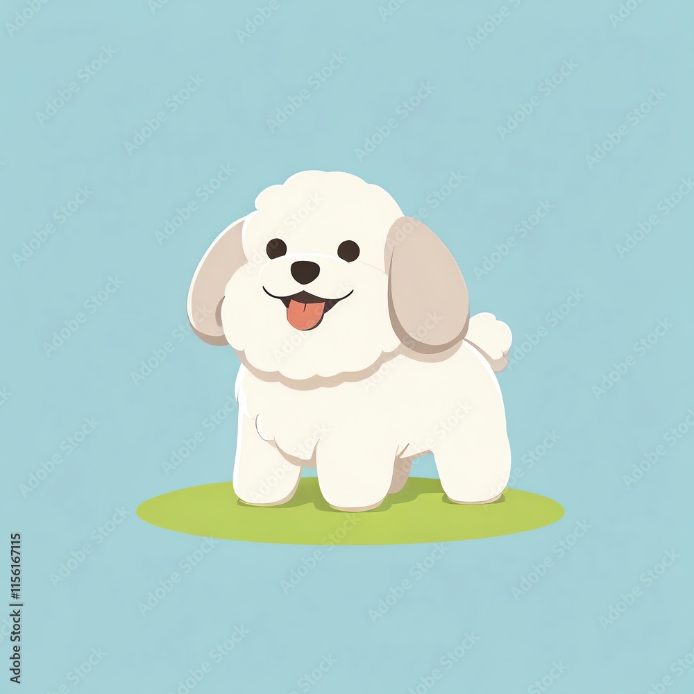 Adorable Fluffy White Puppy on Green Grass Adorable Fluffy White Puppy on Green Grass