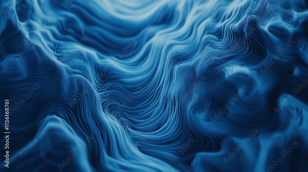 Obraz premium Abstract blue wavy background with flowing lines and curves.
